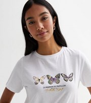 New Look White Paris Butterfly Effect Logo T-Shirt